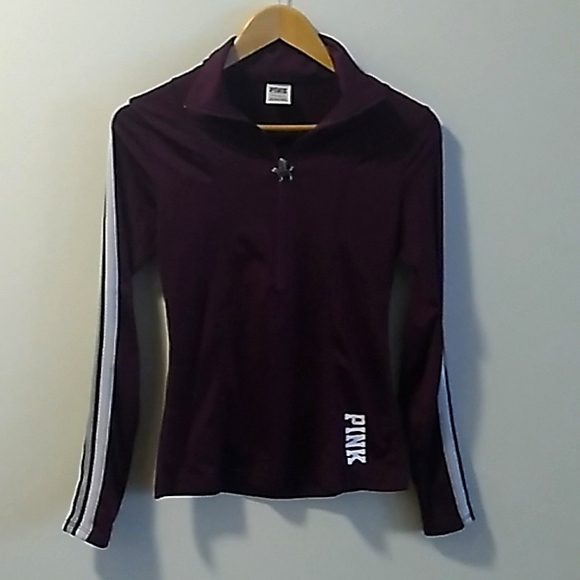 PINK Victoria's Secret Tops - 🔴 VS PINK Burgundy Track Athletic Style Long Sleeve XS